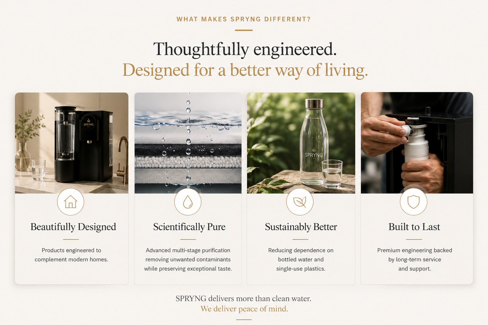 What Makes SPRYNG Different: Water Reimagined. Pure Water, Refined Living. Advanced Reverse Osmosis systems