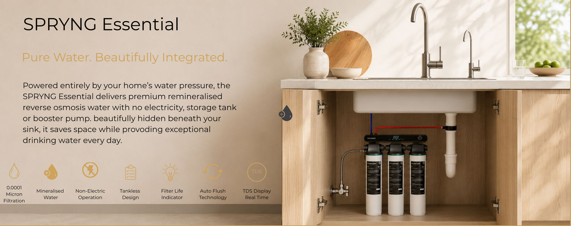 Spryng - Water Reimagined. Pure Water, Refined Living. Advanced Reverse Osmosis systems - Spryng Essential
