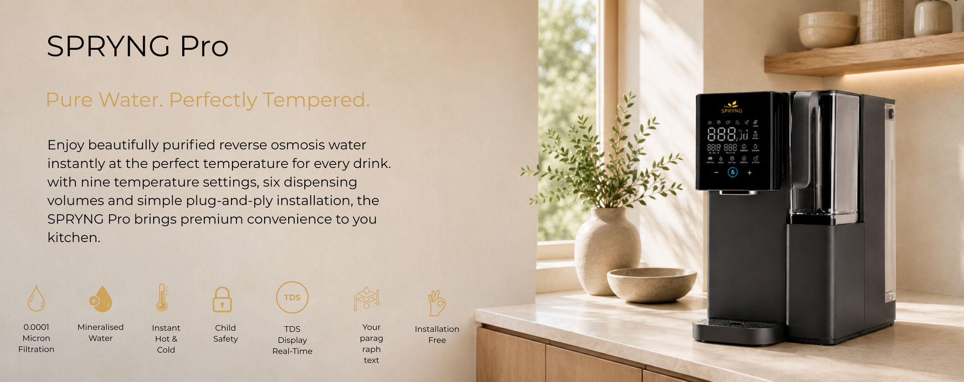 Spryng - Water Reimagined. Pure Water, Refined Living. Advanced Reverse Osmosis systems - Spryng Pro